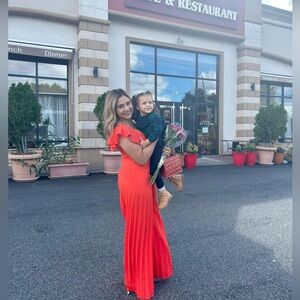 Fashion Nova Bold Orange Pleated Dress